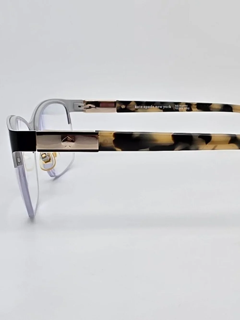 Kate Spade Glorianne Black Havana Semi Rimless Cat Eye Eyeglasses Frame 53mm